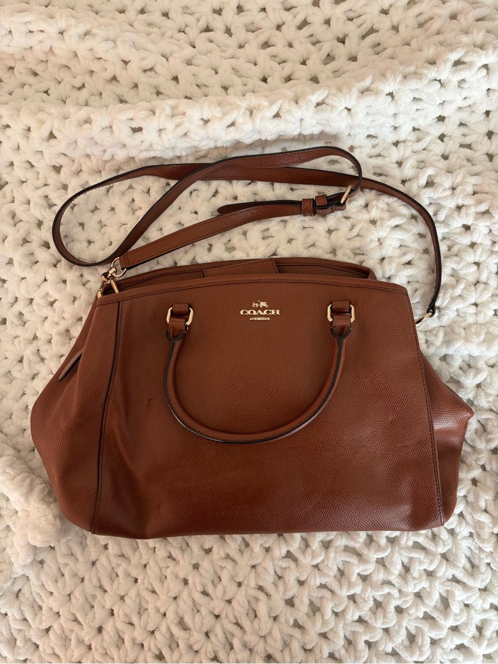 Coach Margot Carryall Brown Bag with Gold Hardware